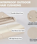 Beige Outdoor Chair Cushions Set Of 2 For Patio Chairs 19 X 19 X 3 Waterproof With Adjustable Straps Fade Resistant material layers