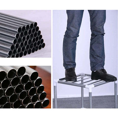 Straight Up Sturdy Portable Fabric Closet With Washable Tear Resistant Cover And Quick Pop Up Setup For Bulk Clothing Organization In Dorms Or Small Spaces As A Heavy Duty Wardrobe Gear showing steel frame components and a person standing on a constructed base.