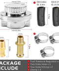 Universal 1 To 5 PSI Fuel Pressure Regulator For Carburetors With Zinc Alloy Body and fittings, hose, clamps included