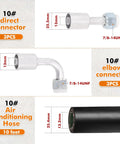 Air Conditioning Hose And Fittings Kit 26-Piece Set With 9.5-Foot Hoses In Sizes 6, 8 And 10 Includes Fittings And Pipe Cutter For DIY HVAC Repairs Great For Home Projects, showing connectors and hose specifications.