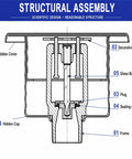 Concealed Pendent Fire Sprinkler Head With Slick Flush Mount Trim Plate DN15 R1 2 Thread K80 Flow Rating structural assembly diagram