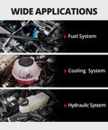 Image illustrating the 6AN PTFE Nylon Braided Fuel Line Kit For EFI LS Swaps And Turbo Builds in fuel, cooling, and hydraulic systems.