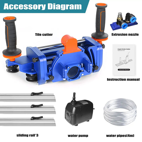 Heavy Duty Electric Orbital Angle Grinder Tile Cutter For Large Ceramic Porcelain Tiles Up To 124 Inches, pro-grade tile cutter accessory diagram
