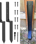 Heavy Duty Fence Post Repair Kit For Leaning Or Broken Wood Posts Anchor Bracket Fits 4 By 4 And 6 By 6 Posts 11 Gauge Steel Fence Mender