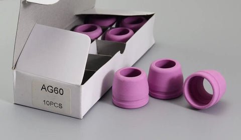 Pack Of 10 P60 Plasma Cutter Shield Cups For WSD60P Torch Arc Start Shield Cups Shrouds With Groove Pink 60A Compatible