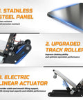 Heavy Duty 1200w Electric Stair Climbing Hand Truck with stainless steel panel and upgraded track rollers for easy climbing.