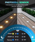 Smooth Dimmable LED Deck Lights With Timer And Photocell Sensor, 20 Pack Recessed Light Kits on outdoor deck at dusk and dawn