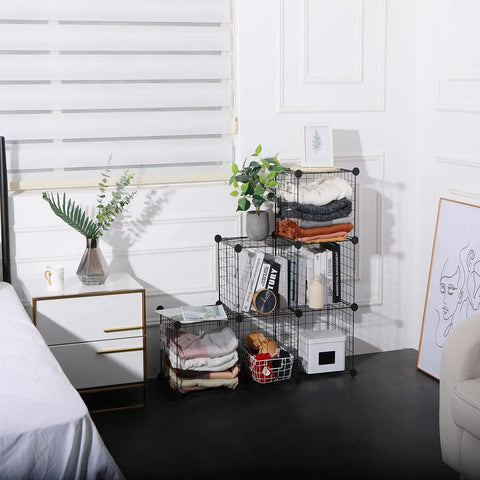 Six Cube Storage Organizer Set With Stackable Wire Grid Shelves Beefy Metal Cubes For Home Office And Kids Room