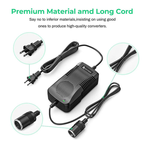 Portable 180W Car AC to DC Converter with 12V cigarette lighter output and 11V to 14V emulation for car gadgets