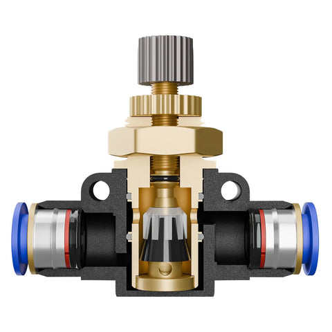 Straight Union Speed Control Valve Quarter Inch Tube Air Flow Regulator Push Fitting Built Dead Nuts Solid For The Daily Grind Sets Up Quick Cuts Wasted Time Flows Like Gangbusters 10 Piece Bulk Pack For Shop Pneumatics