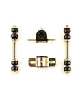 Totally Fresh Front End Suspension Rebuild Kit For 1969 1970 Pontiac Grand Prix with black polyurethane bushings and hardware.