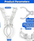 Close-up of 10 Pack Transparent Balloon Arch Clips showing dimensions and ergonomic design for balloon garlands and backdrops.