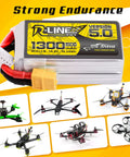 R-Line Version 5.0 4S LiPo Battery 14.8V 150C 1300mAh Pack With XT60 Plug for RC Cars Drones Boats Planes