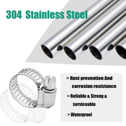 25Pcs 8-12mm 304 stainless steel worm-gear hose clamps for automotive and plumbing