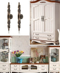 5 Piece Vintage Antique Floral Cabinet Handles Set With Bronze Finish for Dresser Drawers and Cupboards shown installed
