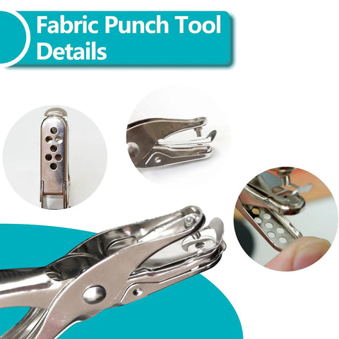 324 Piece Canvas Snap Kit With Stainless Steel Marine Grade Snaps And Setting Tool Including Anvil Punch Flaring Tool And Pliers - close-up of fabric punch tool