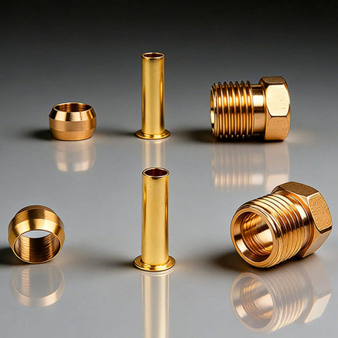 Brass Oil Pipe Fitting 3-Piece Quick Connect Set with Double Tapered Ferrule Bushing for secure leakproof connections, 4mm to 8mm