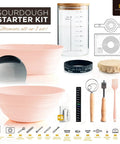 Ultimate Sourdough Starter Kit With Banneton Proofing Baskets 14 Piece Bread Making Set Pro Grade Complete Sourdough Baking Supplies Kit Includes Glass Starter Jar Pastry Mat Danish Dough Whisk Thermometer Sticker Silicone Brush Spatula And Pink.