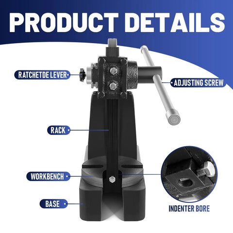 Heavy Duty Arbor Press 3 Ton Capacity With Solid Steel Anvil Plate For Bearing Swap Hole Punching Stamping And Daily Garage Chores No Sweats Top Tier Project Setup, features adjustable screw and ratchet lever.