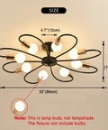 Eight Light Dope Semi Flush Ceiling Light Sputnik Style Chandelier Modern Mid Century Industrial Vintage Metal Pendant Lighting Fixture For Kitchen Dining Living Room Bedroom Black And Gold with measurements