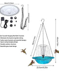 Solar Powered Cascade Hanging Bird Bath Fountain For Outdoors No Wires Needed Super Easy Setup Bubbling Water Feature With Solar Pump Bird Bath Dispenser Garden Yard Patio Decor Hummingbird Bath Blue, including glass bowl and solar pump components.