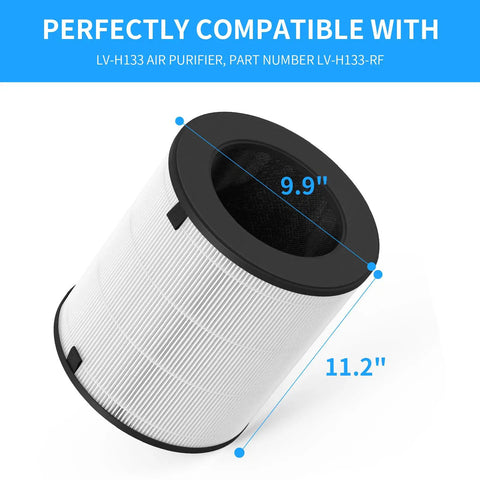 2-Pack LV-H133 Replacement Filter For LEVOIT LV-H133 Air Purifier With LV-H133-RF Part Number 3-In-1 Filtration System Includes Pre-Filter H13 True HEPA And Activated Carbon Boss-Level Clean Air For Kitchen Bedroom And Allergy Relief