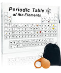 Acrylic 3D periodic table display with 83 real elements, flannel bag, and magnifier. Chemistry gift for kids, adults, and teachers.