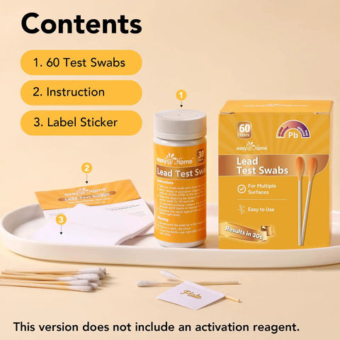 At Home Lead Test Kit With 60 Rapid Swabs And 30 Second Color Change Results For Quick No-Fuss Lead Screening contents display