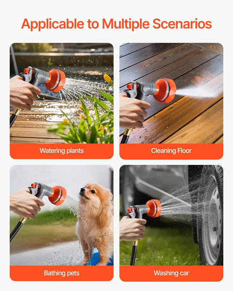 Retractable Garden Hose Reel Wall Mount 100 Ft Hose With Nine Pattern Nozzle watering plants, cleaning floor, bathing pets, washing car
