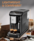 Kickstart Your Daily Brew With This Legit Fully Automatic Espresso Maker Featuring A Built In Grinder 20 Bar High Pressure Pump And Zero Hassle Milk Frother For Smooth Lattes And Rich Cappuccinos At Home - black espresso maker with dual shots brewed.