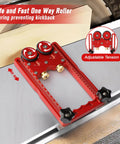 Upgraded 2 In 1 Feather Board Jig With Anti Kickback Roller for table saws and band saws on a workbench