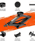 2.5 Ton Universal Scissor Car Jack Kit With Portable Tire Changing System Lifts From 5.1 Inches To 16.79 Inches For Cars Sedans SUVs MPVs And More Ready For Any Roadside Tire Change with high-strength round saddle and anti-slip rubber pad