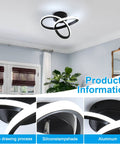 Modern LED Ceiling Light 22W Spiral Design Fixture 6500K Cool White 2000 Lumens Flush Mount in black finish installation view