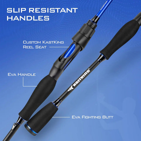 Close-up of Centron Spinning Combo 6ft Medium Action Two Piece Rod with EVA handle and fighting butt, slip-resistant