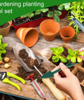 Gardening tools including Six Piece Mini Seed Dispenser Set Handheld Seed Planter Tools For Precise Planting In Gardens And Lawns