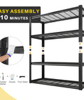 40 Inch Wide Heavy Duty Garage Shelving Unit With Wire Mesh Panels 560 Lb Per Shelf 2240 Lb Total Capacity Sturdy Steel Frame For Home Workshop And Small Biz Storage, easy assembly view