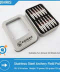 Heavy Duty Stainless Steel Archery Field Points Set 75 100 And 125 Grain Five Sixteenths Inch Screw In Arrow Tips in Box