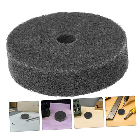 Heavy Duty Nylon Polishing Wheels 6 Pack Fit Most Bench Grinders For Metal Car And Furniture Buffing Plus 10mm Hole Grinding Discs on white background.