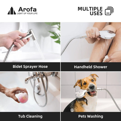 Stainless Steel Bidet Hose 47 Inch With Nylon Braided PVC Inner Hose G One Half Fitting Handheld Sprayer Chrome Finish