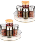 Two Pack 8 Inch Lazy Susan Turntable Organizer With Non Slip Mat And Handles For Kitchen Cabinet Pantry Refrigerator Bathroom