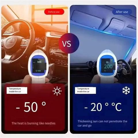 Before and after use of Six Layer Waterproof Car Cover For All Weather Outdoor Shield with temperature comparison