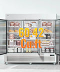 Pro Grade 60 Cu Ft Commercial Reach In Freezer Built Like A Tank With Three Door Setup showcasing 60.42 Cu.ft of frozen storage.