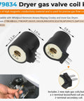 Upgraded Gas Dryer Repair Kit With Igniter And Gas Valve Coils For Whirlpool Kenmore Dryers WP338906 279834 shown measuring dimensions