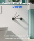 Matte Black Toilet Paper Holder With Double Post Pivoting Roll Bar Wall Mount Built From Stainless Steel And Zinc Alloy