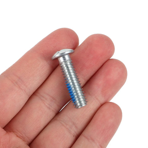 Ultimate Rad Roller Skate Replacement Screw Kit Features Six Premium Metal Bolt Parts Perfect for Tightening Wheels and Brake Stoppers during Maintenance Upgrades Boost Skating Gear Performance with High Durability Hardware Built for Hot Fixes. single silver metal skate bolt in hand