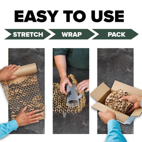 Green Packing Cushion Wrap That Expands To Fill Any Box, 12 Inch By 50 Foot, Eco Friendly Alternative to Bubble Wrap in use