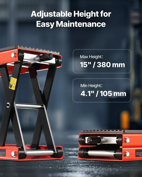 Heavy Duty Motorcycle Lift Stand With 1200 Lbs Capacity, Deepened Anti Slip Rubber, Solid Steel Scissor Jack, adjustable height
