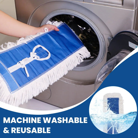 Heavy Duty Cotton Dust Mop Heads 2 Pack 24 Inch Lint Free Loop End Machine Washable in washing machine for easy cleaning.