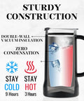 24oz Stainless Steel Beer Stein Tumbler With Lid For Engineers And Gearheads, Double Wall Vacuum Insulation diagram.