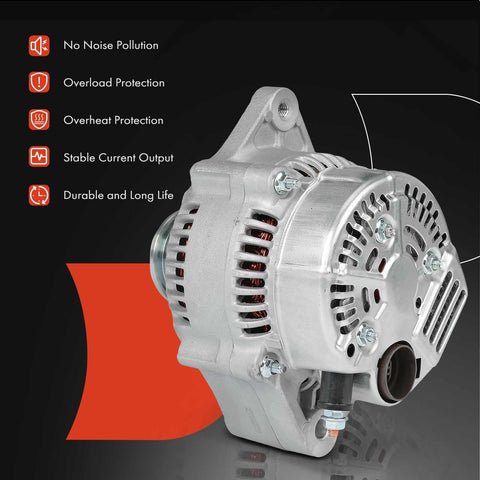 Side view of Isuzu Trooper Alternator Replacement For 1992 1993 1994 1995, 12V 60A/75A, 4-Groove Pulley Clockwise Rotation